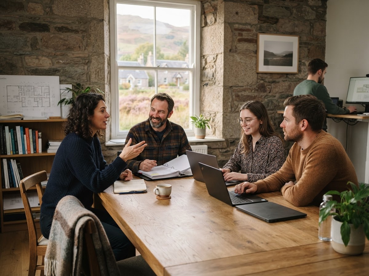 Balquhidder analyst reviewing predictive risk data on a monitor